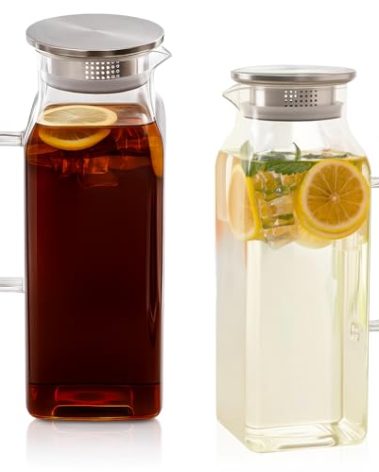 Hannadepot Glass Pitcher, 2 Pack 2L/68oz Glass Water Pitcher with Lid and Spout, Heat/Cold Resistant Borosilicate Glass Water Carafe for Coffee, Juice and Homemade Beverage (TG05)