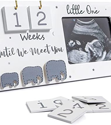 Sonogram Picture Frame, Ultrasound Photo Frame with Baby Countdown Weeks, Expecting Parents to be Pregnancy Gift Congratulations Pregnancy Must Have Grandparent Baby Announcement First Time Mom to Be