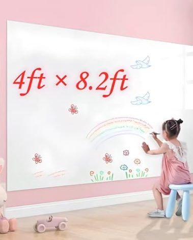 48" x 100" Dry Erase Whiteboard Wall Decal, Stick and Peel, Self-Adhesive Vinyl Roll, Bonus Marker (48×100 Inches)