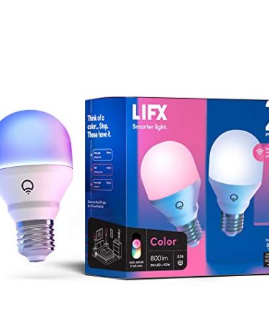 LIFX Color A19 800 lumens, Billions of Colors and Whites, Wi-Fi Smart LED Light Bulb, No Bridge Required, Works with Alexa, Hey Google, HomeKit and Siri (2-Pack)