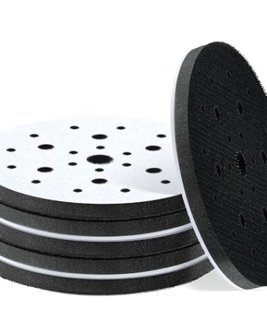 AegisTorq 6 Inch Foam Sanding Pad, 6pcs 25 Holes Hook & Loop Soft Buffer Sponge Interface Cushion Pad, Soft Interface Pad for Orbital Sander Automotive Woodworking Polishing