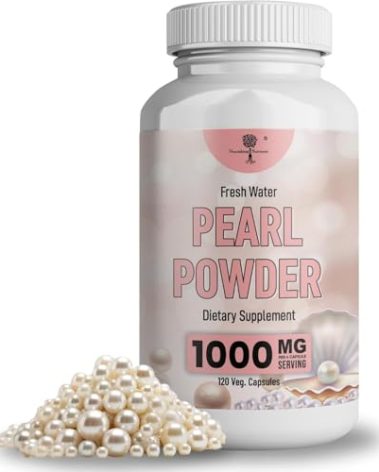Pearl Powder Supplement for Skin Health - Anti-Aging, Antioxidant & Collagen Production - Healthy Eyes, Hair & Nails, Supports Immunity, Mood and Sleep - With Calcium & Amino Acids 120 capsules 1000mg