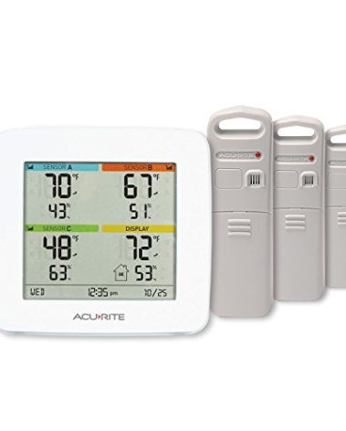 AcuRite 01094M Temperature & Humidity Station with 3 Indoor/Outdoor Sensors, White
