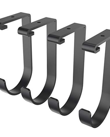 FLEXIMOUNTS 4 Pack Add On Storage Flat Hook Accessory for Garage Ceiling Rack and Wall Shelving, Max Weight Capacity up to 50lbs, Black