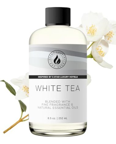 Aroma Country White Tea Diffuser Oil - Luxury Essential Oils for Diffuser Refill & Air Freshener Room Spray, Long-Lasting, Natural Home Fragrance and Hotel Scent for Diffusers & Machines (8.5 Fl Oz)