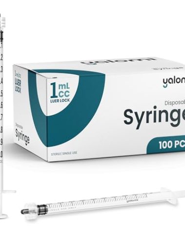 1mL Luer Lock Syringe (No Needle) | Sterile & Individually Wrapped | Professional, Industrial & Personal Use | 100 Pack | Yalomi