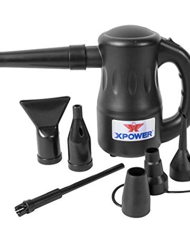 XPOWER A-2 Airrow Pro Electric Air Duster for Dusting, Drying, Inflating, Car Detailing, Computer, Leaf Blowing, 90 CFM, 7 Nozzles+2 Brushes, High Performance Motor, Eco-Friendly, Jet Black