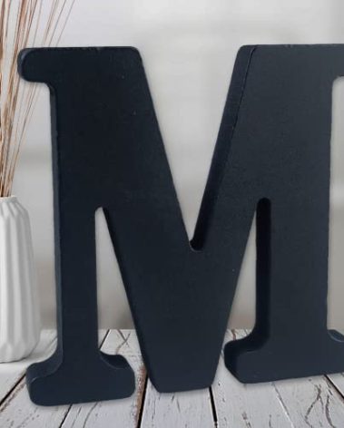 AOCEAN 6 inch Black Wood Letters Unfinished Wood Letter for Wall Decorative Standing Letters Slices Sign Board Decoration for Craft Home Party Projects (M)