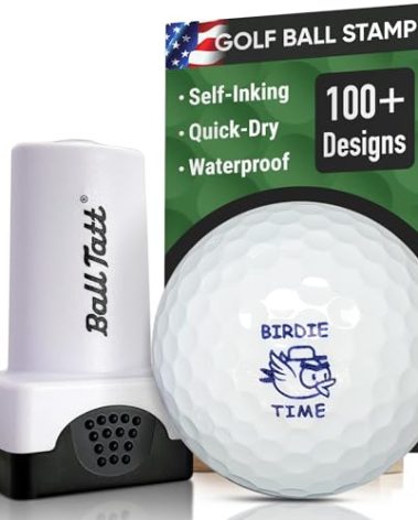 Ball Tatt - Birdie Time Golf Ball Stamp, Golf Ball Stamper, Self-Inking Golf Ball Stamp Markers, Reusable Golf Ball Marking Tool to Identify Golf Balls, Golfer Gift Golfing Accessories