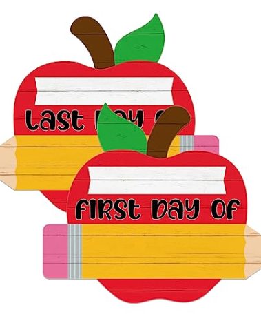 WaaHome First and Last Day of School Chalkboard Sign - My 1st Day of Preschool Kindergarten Sign Back to School Signs Photo Prop Supplies for Kids Girls Boys, Double Sided