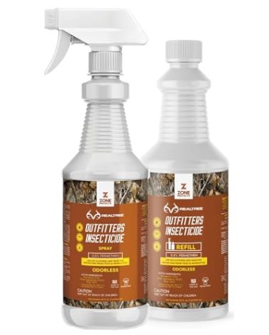 Zone Realtree Outfitters Permethrin Insecticide Spray and Refill Bundle - 32oz Spray and 32oz Refill, Controls Ticks, Mosquitoes, Chiggers on Clothing, Boots, and Gear