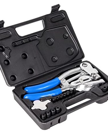 NiQinWuKin Metal Hole Punch Tool Set - Professional Heavy Duty Hole Punch for Metal - Hand 3/32in to 9/32in for Aluminum, Brass and Steel Sheet Metal with Storage Box - Blue