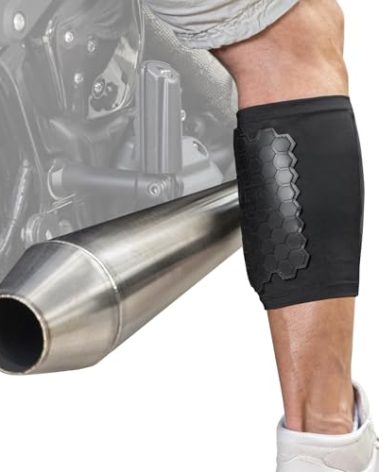 BurnJacket Pro Motorcycle Exhaust Pipe Burn Protective Sleeve Leg Guard Longer Dual Layer Protection, Fits 13.5-18 Inch Calf - Heat Shield for Legs, Calf Guard - Premium Motorcycle Accessories