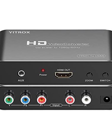 Component to HDMI Converter Upscaler Scaler, YPbPr to HDMI Converter Support 1080P for Wii, PS2, PS3, Xbox 360, Blu ray Player, DVD and More