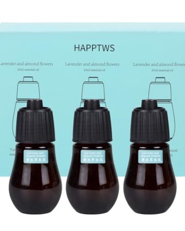 HAPPTWS 3-Pack Essential Oil Kit - Diffuser Oil Use to HAPPTWS Waterless Diffuser Almond Flower Lavender Blend Essential Oil