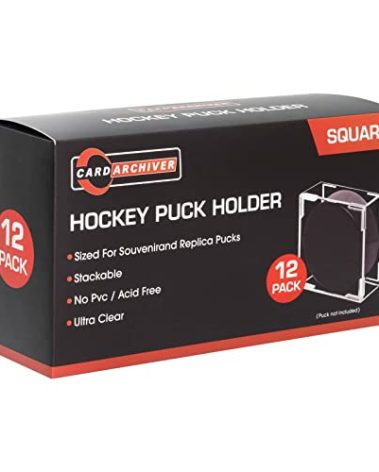 12-Count Hockey Puck Holder - Cube Square Hockey Puck Display Cases, 2-Piece Snap Clear Hockey Puck Holder, Official Size Hockey Puck Display Boxes