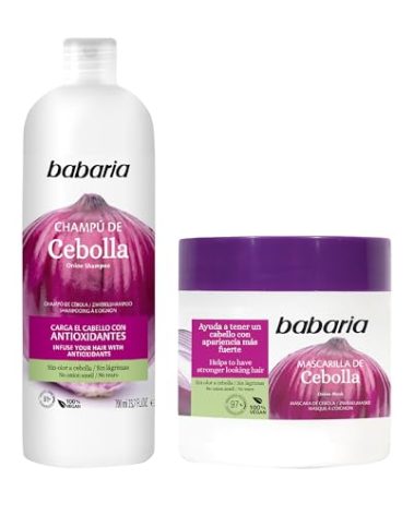 Babaria Onion Shampoo and Hair Mask - Clarifying Shampoo Purifies and Improves Hair Growth - Masque Adds Shine and Softness - Reduces Dandruff - 2 pc