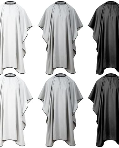 JenPen 6 Pcs Waterproof Hair Styling Cape Salon Barber Cape for Stylist Hairdresser Haircuting Adjustable, 47" x 59"(Black,White,Gray)