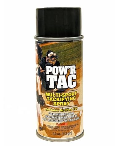 Pow’r Tac Grip Spray Adhesive for Sticky Baseball Bat Grips, Batting Gloves, Football Gloves, Tennis Rackets, Hockey Sticks - Clean and Invisible Alternative to Pine Tar Spray and Grip Tape