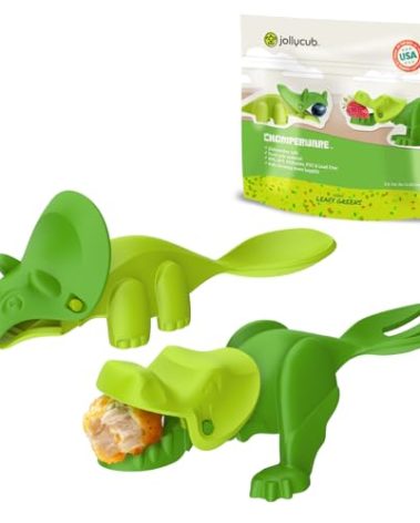 Jollycub® Interactive Toddler Utensils, Dino Chomperware™, Kids Silverware Set, BPA Free, Made in USA (Leafy Greens)