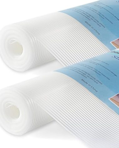 2 Rolls Shelf Liners, 12 Inches x 20 FEET Non-Slip Kitchen Cabinet Liner, Washable Oil-Proof Non-Adhesive Contact Paper for Kitchen Drawer, Cabinet, Shelves, Refrigerator, Storage, Desks, coutertops
