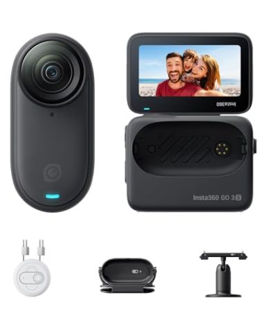 Insta360 GO 3S - 128 GB Black 4K Tiny Portable Vlogging Camera, Hands-Free POVs, Mount Anywhere, Stabilization, 140 Min Battery Life, 10m Waterproof, Pet POV