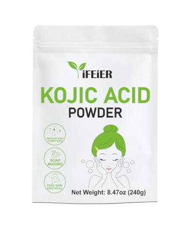 iFEiER Pure Kojic Acid Powder 240g(8.47oz) for Skincare Products and Homemade Cosmetics. Natural and Organic Bulk Packing Kojic Acid Dipalmitate Powder for DIY lotions | Creams | serums | Soaps