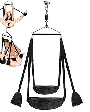 BDSM Sex Swing for Couple, Heavy Duty 360 Degree Spinning Indoor Ceiling Swing with Triangle Hanging Apparatus and Adjustable Slings Soft Pads, Adult Sex Toys Sex Furniture, Holds Up to 800 lbs
