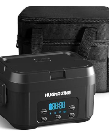 Hugmazing Cordless Electric Lunch Box – Rechargeable Self-Heating Food Warmer with 1100ML SS Container, Battery-Powered Heated Lunch Box, Perfect for Travel, Office Meals for Adults, Men & Women