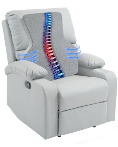HOMBYS Ergonomic Lumbar Support Pillow for Recliner,Memory Foam Chair Back Support Cushion for Elderly,Extra Large Lumbar Support Pillow,Low Back Pain Relief Cushion,Grey