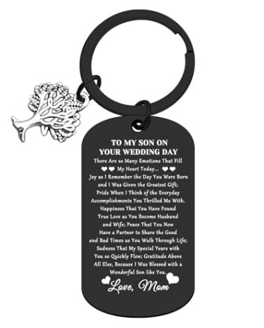Wedding Gifts for Son from Mom Engraved Keychain Gifts for Son on His Wedding Day to My SonGift Mother to SonGift