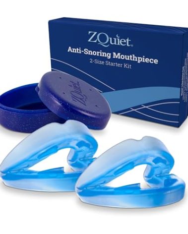 ZQuiet, Anti-Snoring Mouthpiece, Starter Pack with 2 Sizes, Living Hinge & Open Front Design for Comfort & Easy Breathing, Blue