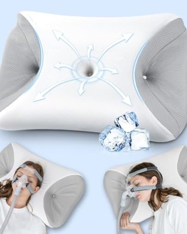 HOMCA CPAP Pillow for Side Sleeping, Cervical Neck Pillow for All CPAP Masks Users to Reduce Air Leaks & Masks Pressure, Ergonomic Memory Foam Pillow Ideal for Side Back Sleeper