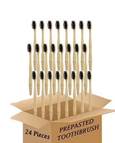 N-amboo Bamboo Toothbrush Prepasted Disposable Toothbrsuh Soft Bristles Prepasted Toothbrush,Disposable Toothbrsuh (24 Pieces)