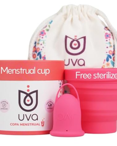 UVA 2 Reusable Menstrual Cup Kit with Sterilizer - Size A for Moderate Flow - 10-Year Durable & Leak-Proof Silicone - Menstrual Cup Medium Sized, Sterilizer & Traveling Bag Period Cup Set
