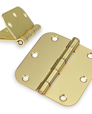 Haidms 18 Pack Satin Brass Door Hinges 3.5 Inch Bifold Brushed Gold Interior Door Hinges with 5/8'' Radius Corner Removable Pin