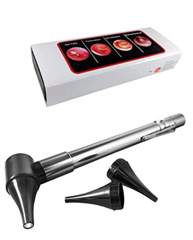 Third Generation Dr Mom Slimline Stainless LED Pocket Otoscope with an Optical Quality Glass Lens and Hard Plastic Travel Hard Case - Silver