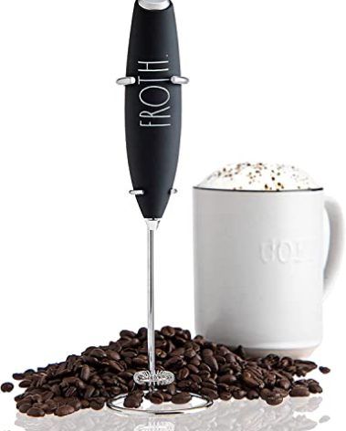 Rae Dunn Handheld Electric Milk Frother - Drink Mixer, Coffee Frother, Hand Blender, Frappe Maker, Latte Maker Milk Foamer (Black)