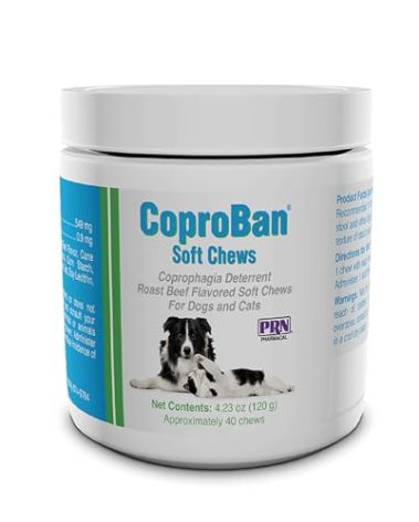 PRN Pharmacal CoproBan Anti-Coprophagia Soft Chews, Roast Beef Flavor - Coprophagia Stool Eating Deterrent Chewable Tablets for Dogs & Cats - Prevent Dog from Eating Poop - 40-Count