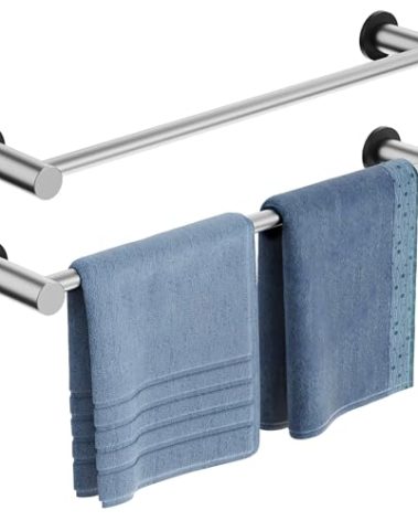 ULIBERMAGNET Magnetic Towel Holder, Magnetic Towel Rail Silver with Adjustable Length, Brushed Nickel Non-Slip Stainless Steel Towel Rail for Refrigerator, Oven, Dishwasher, Laundry (2 Pack)