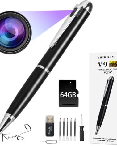 64GB Hidden Camera, Spy Cameras Pen, Portable Body Camera with 1080P, Loop Recording, Rechargeable Mini Cameras for Home, Office