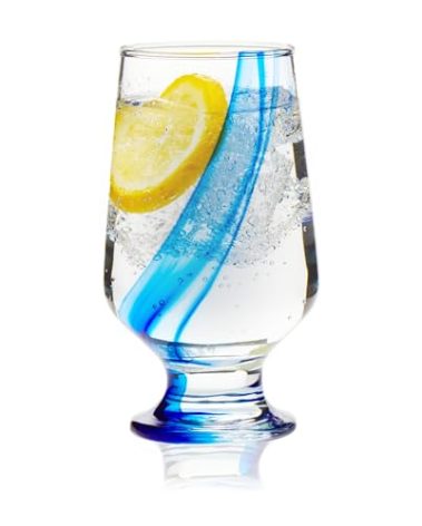 Libbey Blue Ribbon Goblet Glasses, Unique Blue Water Goblets Set of 8, Thick Stemmed Water Glasses for Sodas & Cocktails
