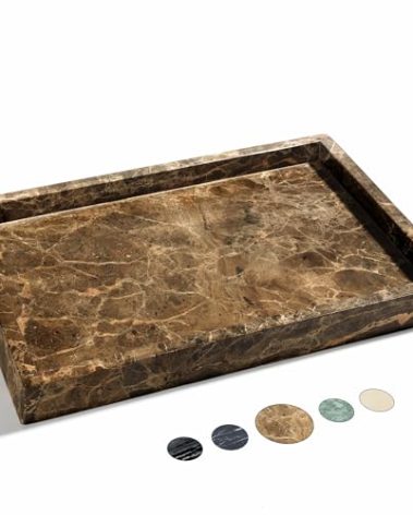 YMXYJM Real Natural Marble Tray for Bathroom, Genuine Marble Stone Vanity Tray, Luxury Storage Trays for Kitchen, Vanity, Home Decor, Dresser, Non-Resin/Non-Ceramic, 12"x 8"x 1.2", Dark Brown