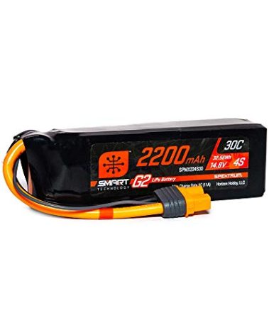 Spektrum 14.8V 2200mAh 4S 30C Smart LiPo G2: IC3, SPMX224S30, Medium
