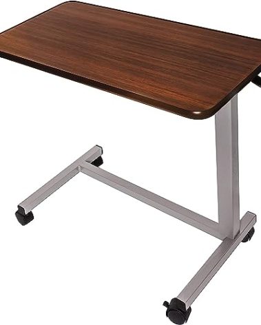 Vaunn Medical Adjustable Overbed Bedside Table With Wheels (Hospital and Home Use)
