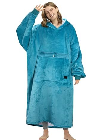 Catalonia Full Body Blanket Hoodie Sweatshirt, Extra Long Oversized Comfortable Sherpa Lounging Pullover for Adults, Gift for Women