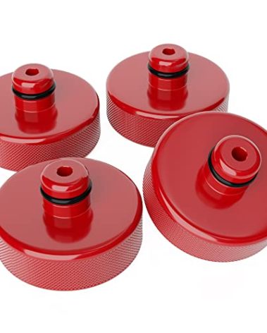 Jack Pad for Tesla Model 3 Y S X, Lifting Pucks for Tesla Upgraded Polyurethane Jack Adapter Accessories Without Stinks, HOWBOW Floor Jack Tire Repair Tool Protects Battery & Chassis 4Pcs Red With Bag