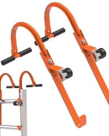 2 Pack Heavy Duty Ladder Roof Hook with Wheel Rubber Grip T-Bar for Damage Prevention,500 lbs Weight Ratin,Fast & Easy to Access Steep Roof