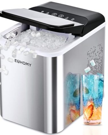 EUHOMY Nugget Ice Makers Countertop, Ready in 8 Mins, 35lbs/24H, Self-Cleaning, Portable Ice Maker Machine with Ice Scoop & Basket, Sonic Ice Maker with Chewable Pellet Ice for Home/Party/RV/Camping