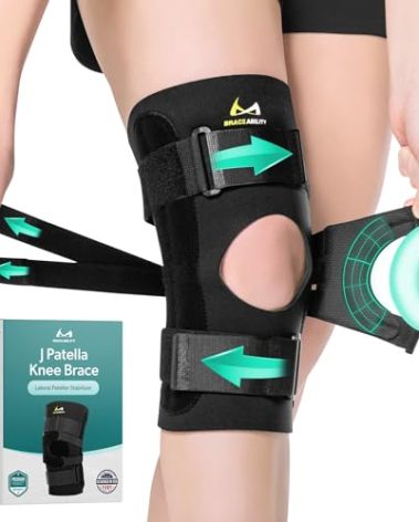 BraceAbility J Patella Knee Brace - Lateral Patellar Stabilizer with Medial and J-Lat Support Straps for Dislocation, Subluxation, Patellofemoral Pain, Left or Right Kneecap Tracking (3XL)